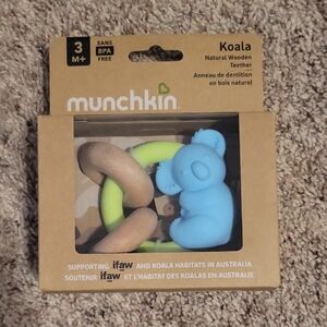 Munchkin Natural Wooden Teether with Blue Koala and Green Ring